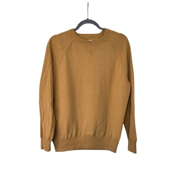 American Eagle AE77 100% Cashmere Luxe Soft Mustard Yellow Sweater Large Unisex - Picture 1 of 10